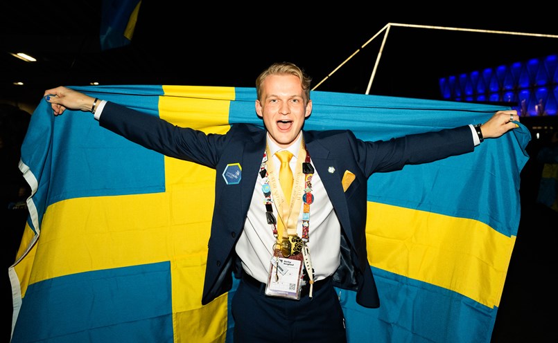 Harley Berglund tog hem guldet i CAD-konstruktion i Danmark. Foto: Emil Andersson.