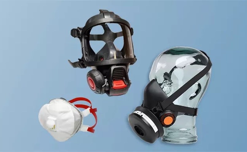 Exempel på andningsskydd. (Bild: Arbetsmiljöverket)